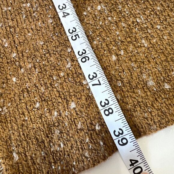 Sioni mustard yellow boho neutral long open sweater shrug wool blend size large - Picture 6 of 12